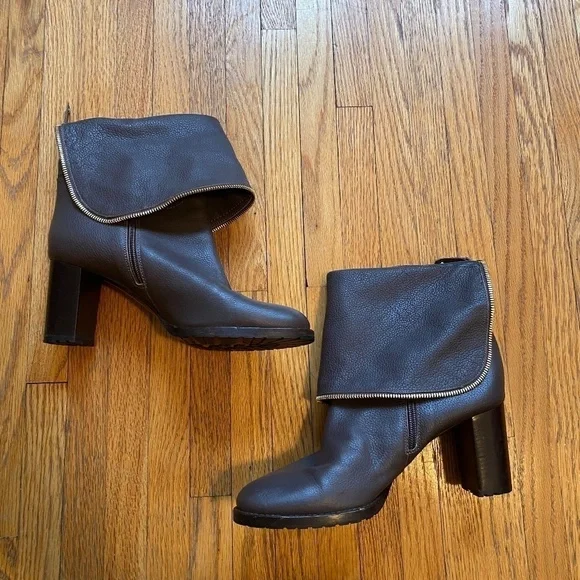 M. Gemi Block Heel Zipper Detail Taupe Boot - Picture 2 of 3